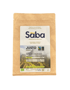 Sāba torréfaction - packaging Justo - Pérou Fairtrade