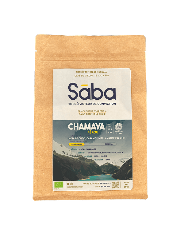 Sāba torréfaction - packaging Chamaya - Pérou / décaféiné